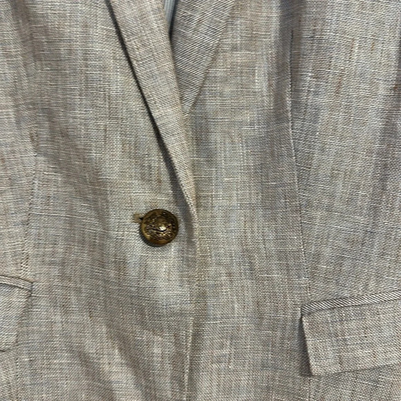 Zara 100% linen blazer button spring - Picture 2 of 7